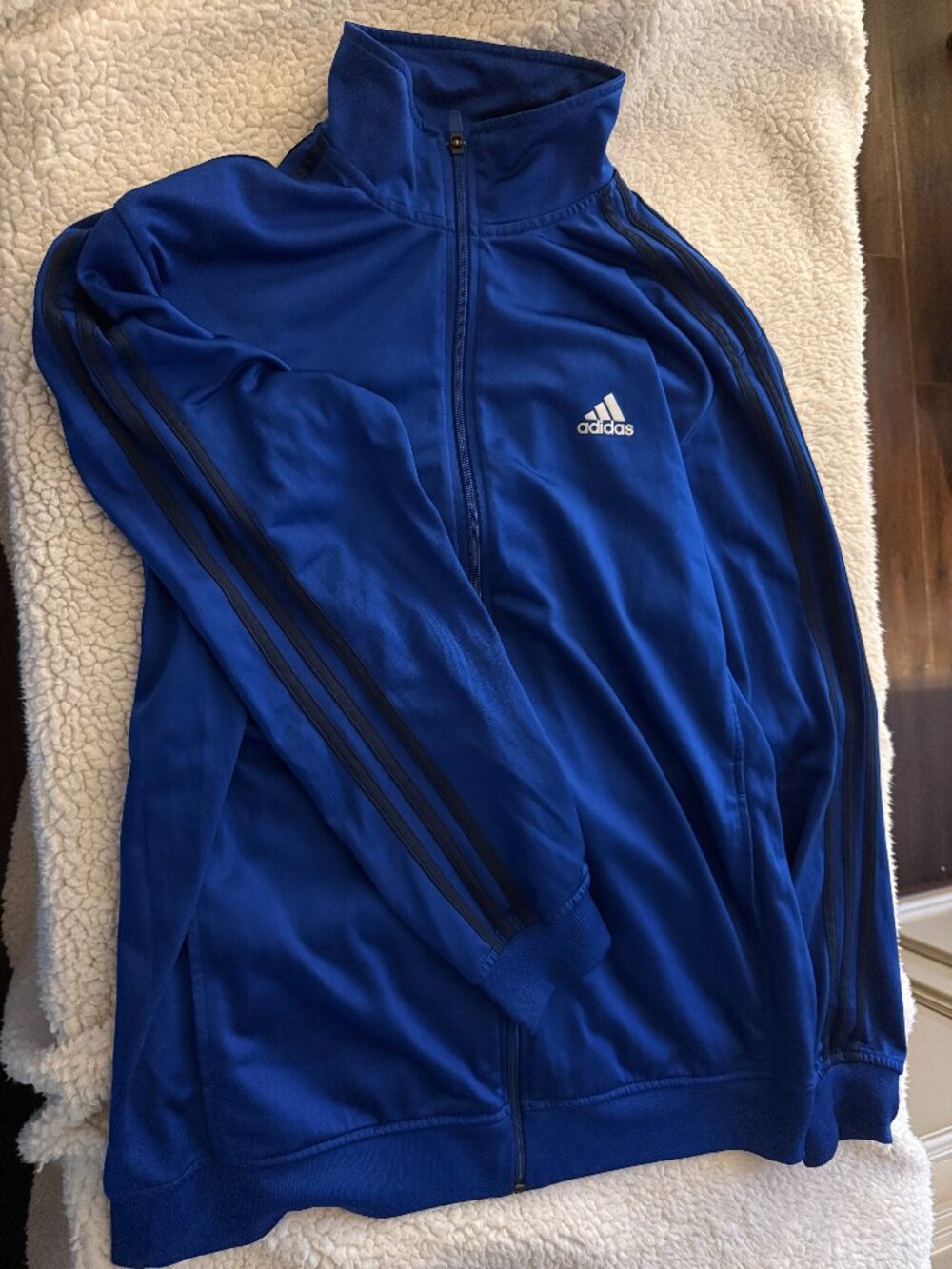 Adidas Men's 3-Stripe Track Jacket — Royal Blue — Size L